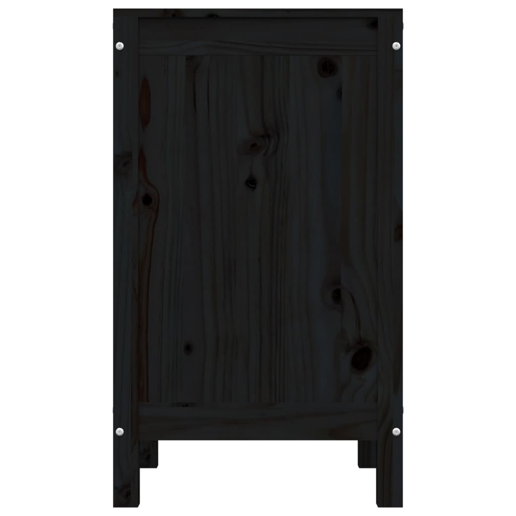 Contenitore per Bucato Nero 44x44x76 cm Legno Massello Pino - homemem39