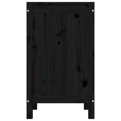 Contenitore per Bucato Nero 44x44x76 cm Legno Massello Pino - homemem39