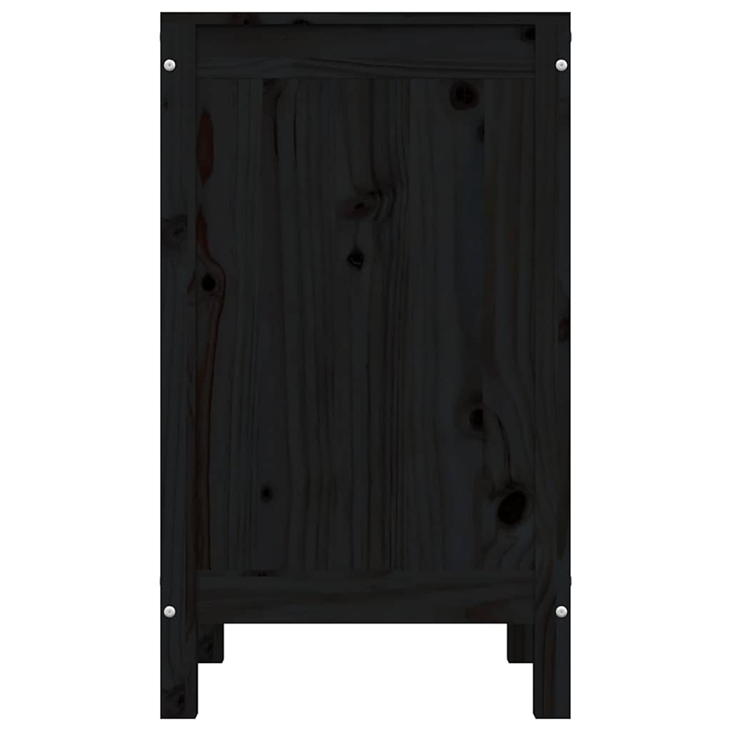 Contenitore per Bucato Nero 44x44x76 cm Legno Massello Pino