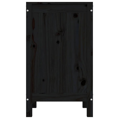 Contenitore per Bucato Nero 44x44x76 cm Legno Massello Pino