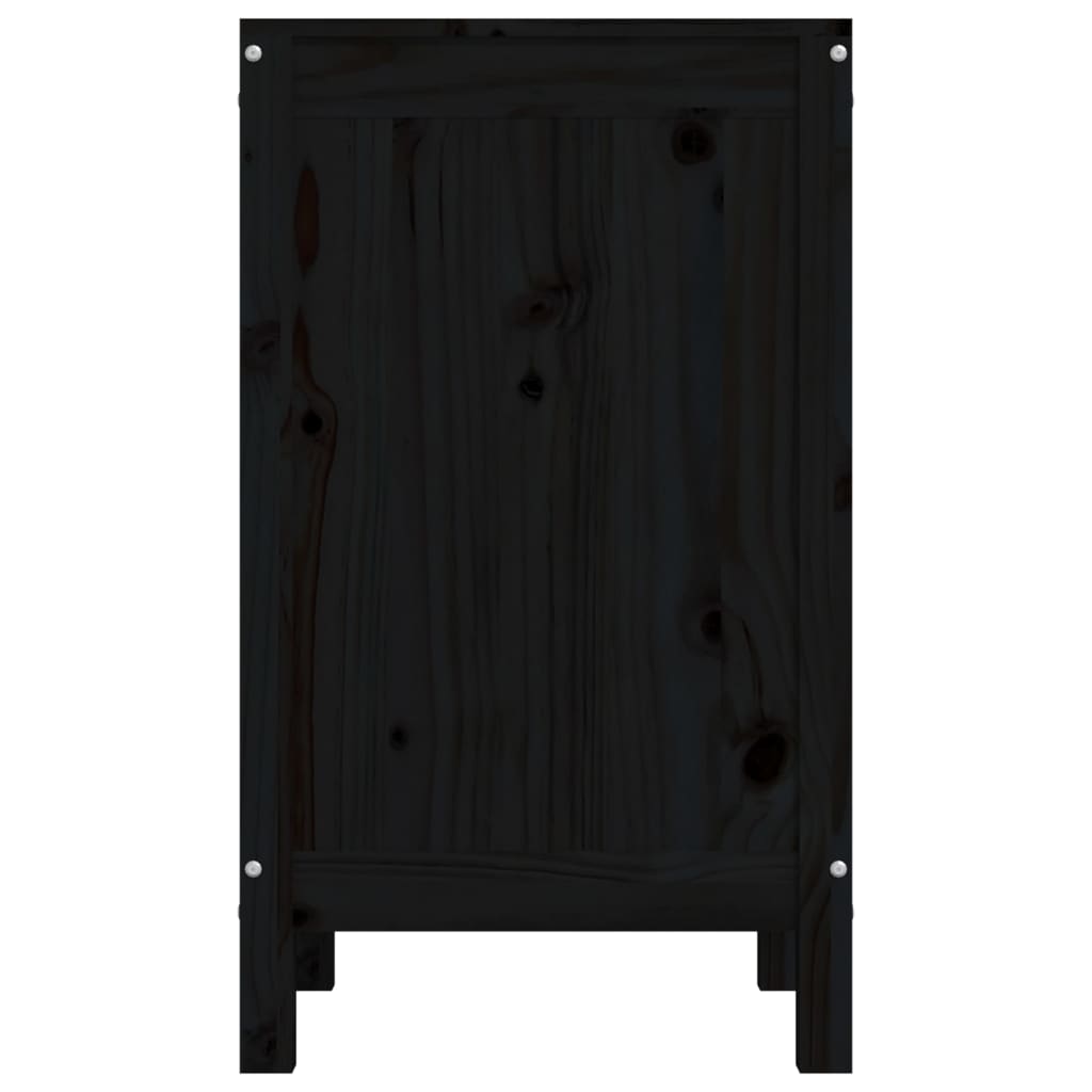 Contenitore per Bucato Nero 44x44x76 cm Legno Massello Pino - homemem39