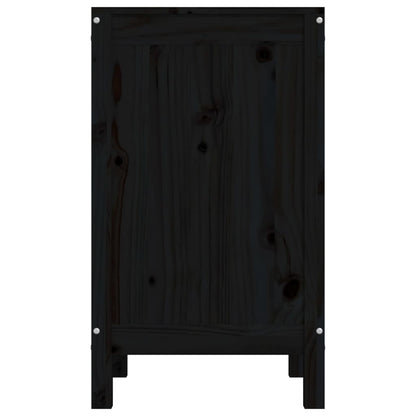 Contenitore per Bucato Nero 44x44x76 cm Legno Massello Pino - homemem39