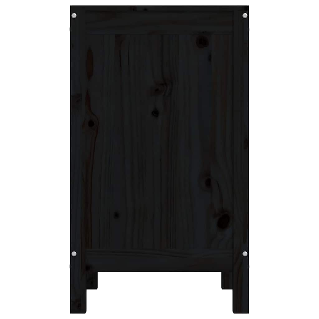 Contenitore per Bucato Nero 44x44x76 cm Legno Massello Pino