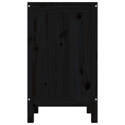 Contenitore per Bucato Nero 44x44x76 cm Legno Massello Pino