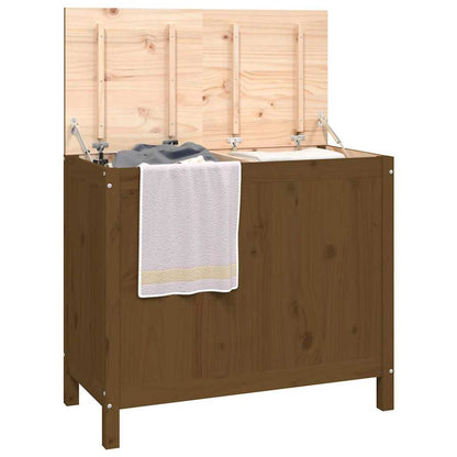 Contenitore per Bucato Ambra 88,5x44x76 cm Legno Massello Pino