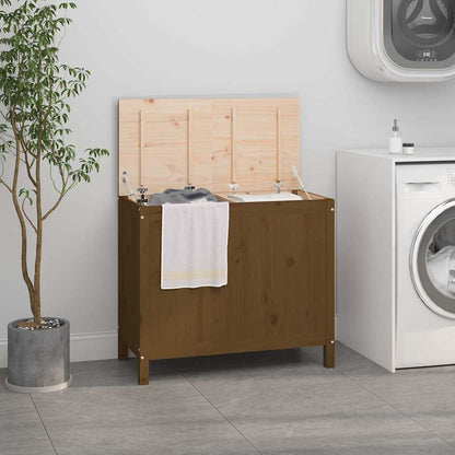 Contenitore per Bucato Ambra 88,5x44x76 cm Legno Massello Pino