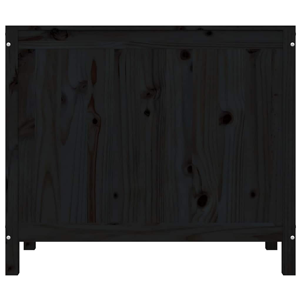 Contenitore per Bucato Nero 88,5x44x76 cm Legno Massello Pino