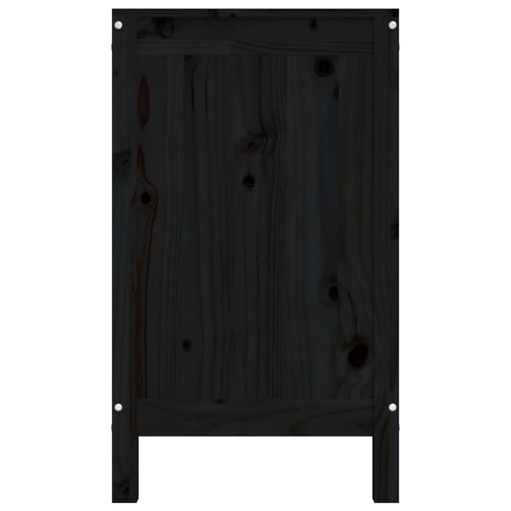 Contenitore per Bucato Nero 88,5x44x76 cm Legno Massello Pino - homemem39