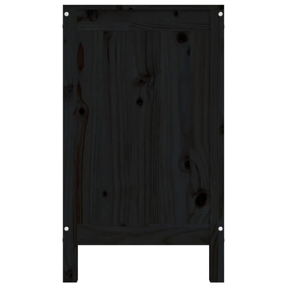 Contenitore per Bucato Nero 88,5x44x76 cm Legno Massello Pino - homemem39