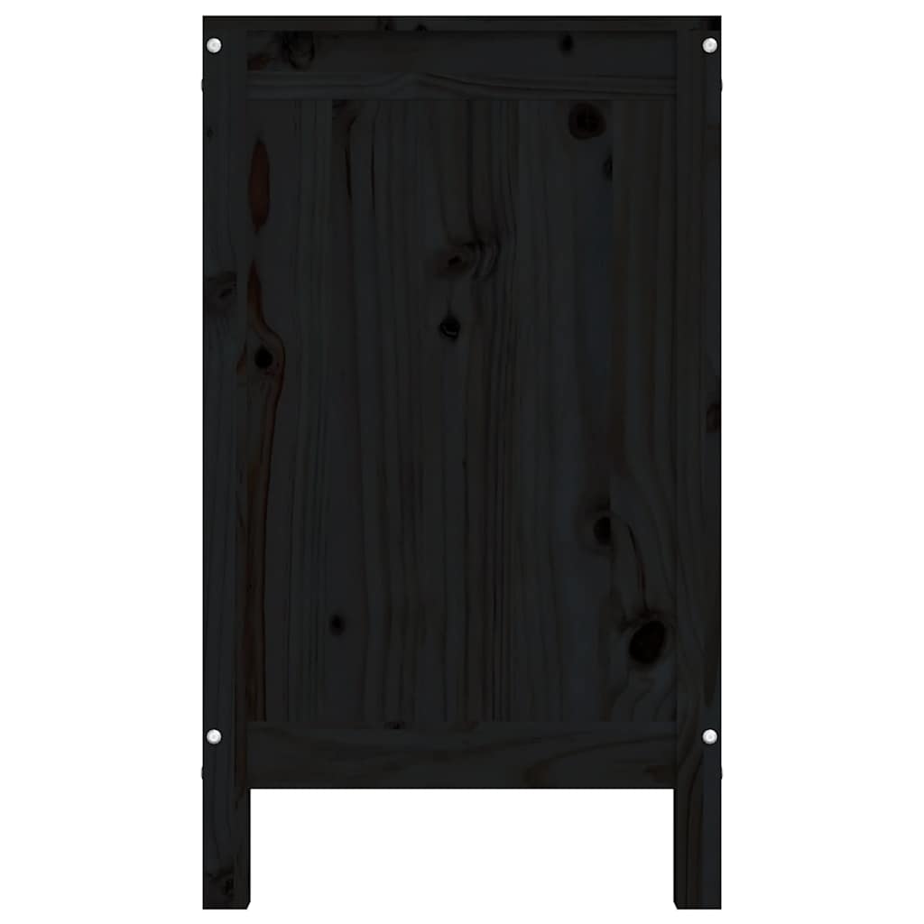 Contenitore per Bucato Nero 88,5x44x76 cm Legno Massello Pino
