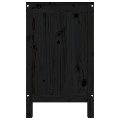 Contenitore per Bucato Nero 88,5x44x76 cm Legno Massello Pino