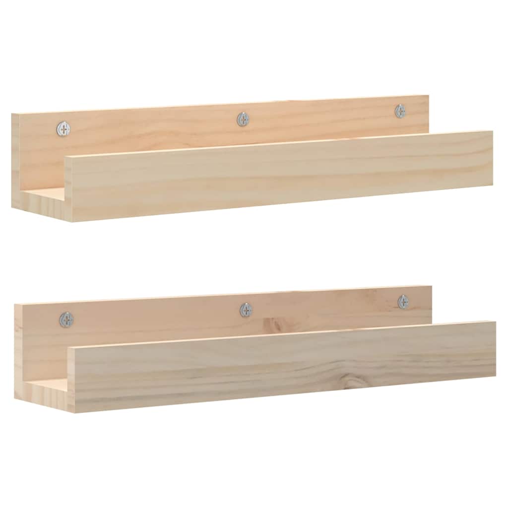Mensole da Parete 2 pz 50x12x9cm in Legno Massello di Pino