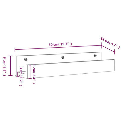 Mensole da Parete 2 pz 50x12x9cm in Legno Massello di Pino | homemem39