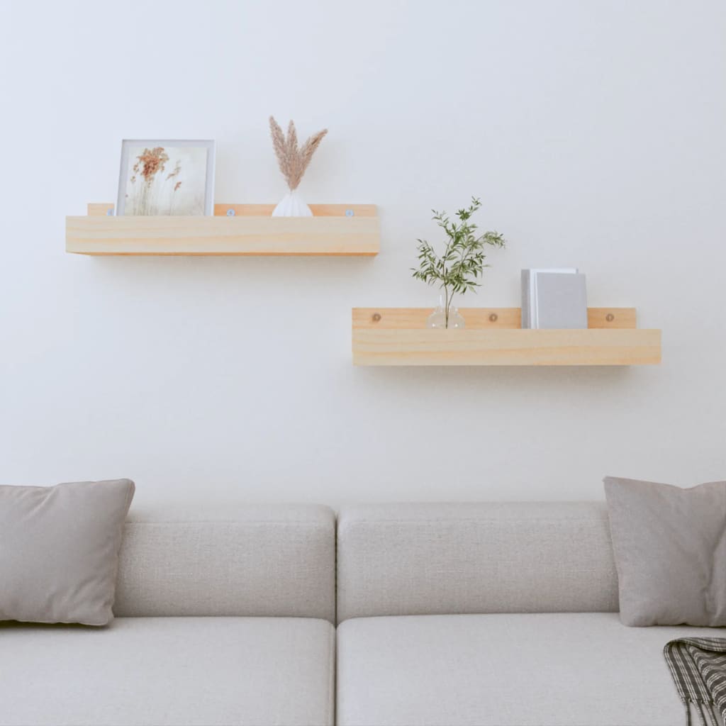 Mensole da Parete 2 pz 50x12x9cm in Legno Massello di Pino | homemem39