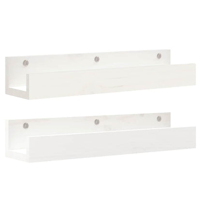 Mensole da Parete 2 pz Bianco 50x12x9cm Legno Massello di Pino | homemem39