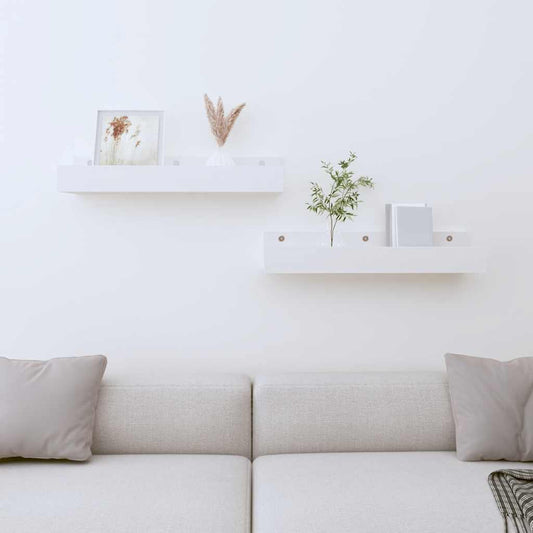 Mensole da Parete 2 pz Bianco 50x12x9cm Legno Massello di Pino | homemem39