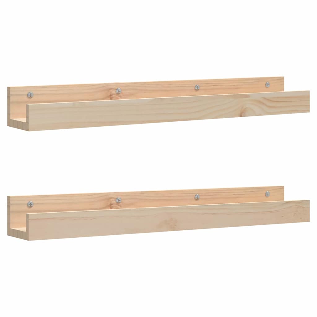 Mensole da Parete 2 pz 80x12x9cm in Legno Massello di Pino