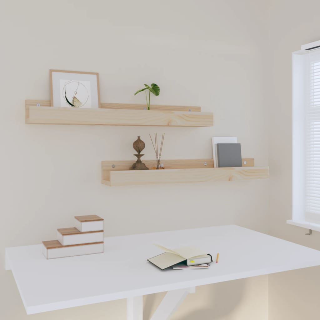 Mensole da Parete 2 pz 80x12x9cm in Legno Massello di Pino | homemem39