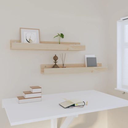 Mensole da Parete 2 pz 80x12x9cm in Legno Massello di Pino | homemem39