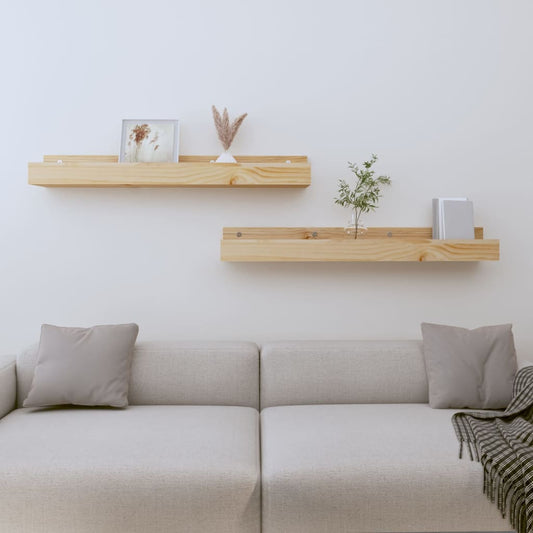 Mensole da Parete 2 pz 80x12x9cm in Legno Massello di Pino | homemem39