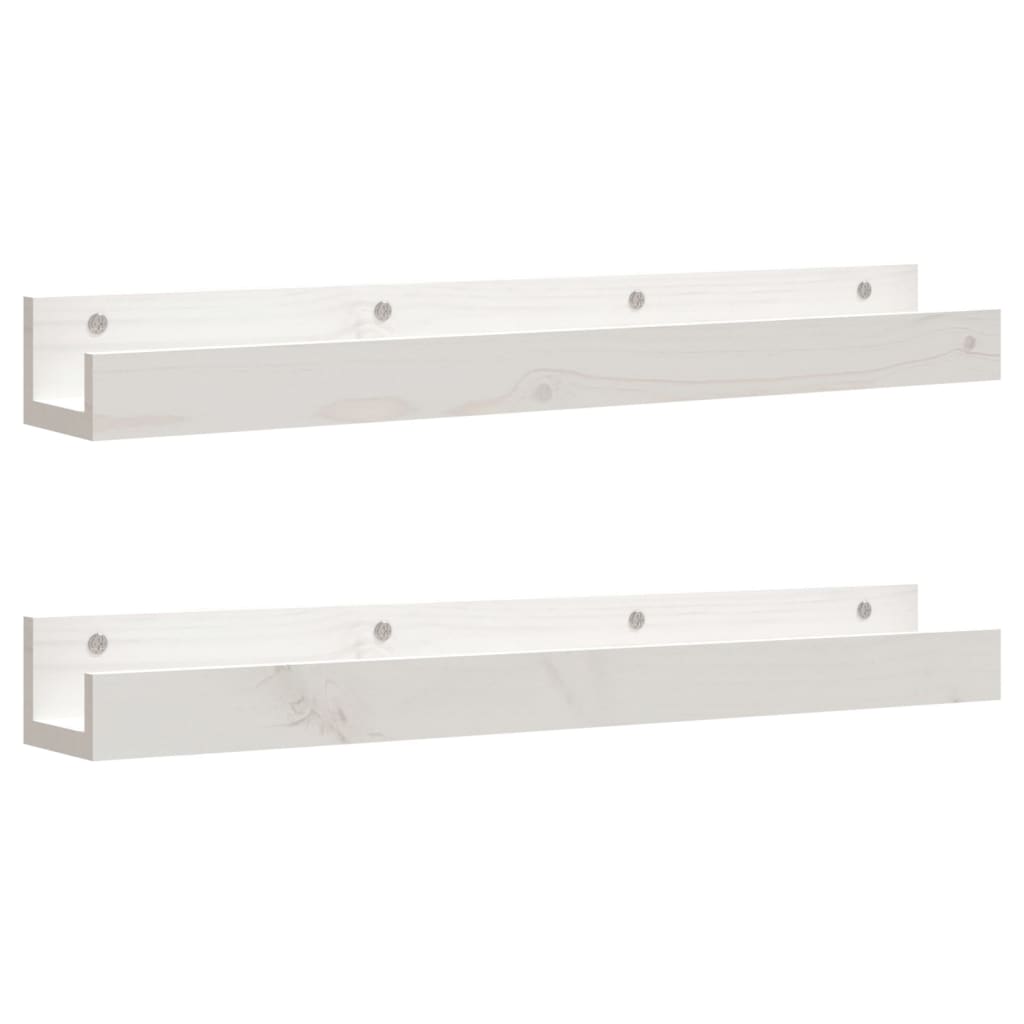 Mensole da Parete 2 pz Bianco 80x12x9cm Legno Massello di Pino | homemem39