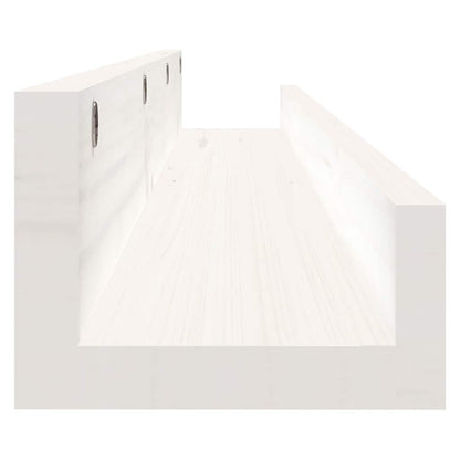 Mensole da Parete 2 pz Bianco 80x12x9cm Legno Massello di Pino