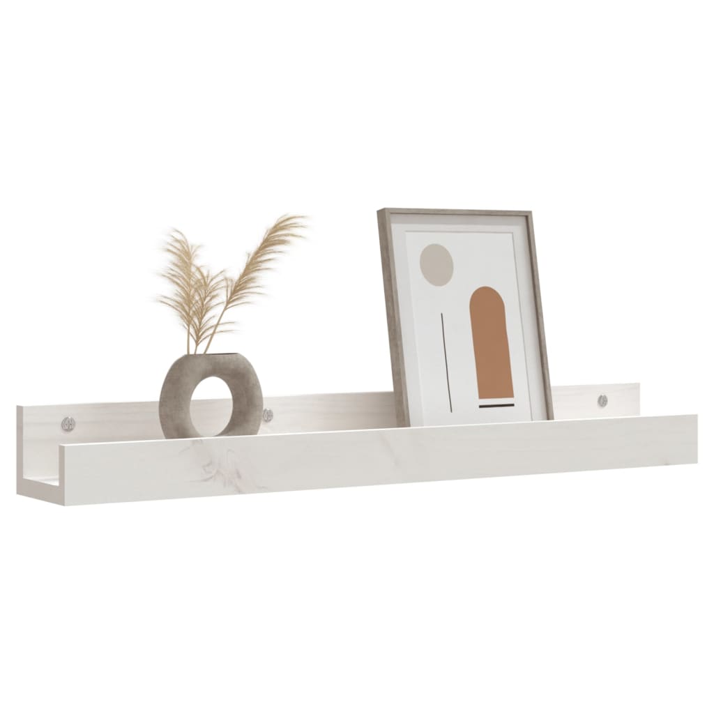 Mensole da Parete 2 pz Bianco 80x12x9cm Legno Massello di Pino | homemem39