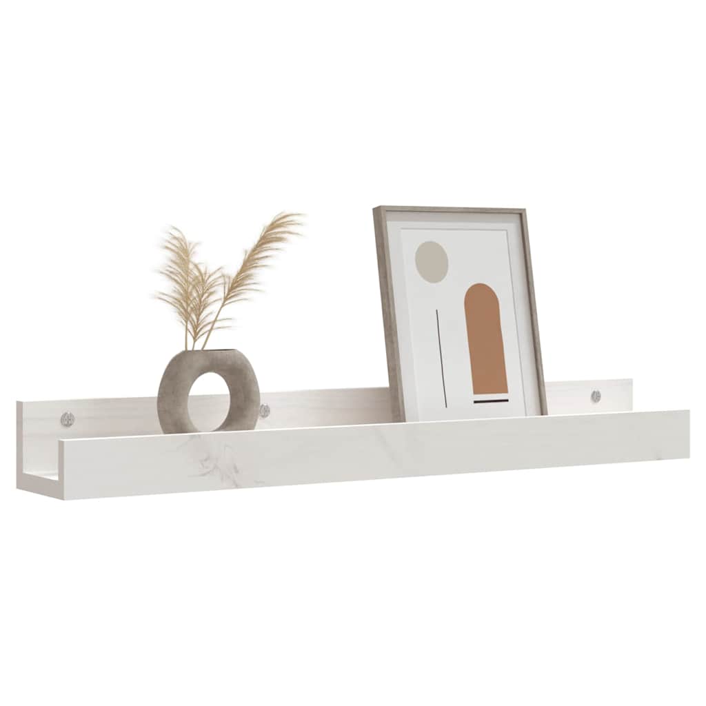 Mensole da Parete 2 pz Bianco 80x12x9cm Legno Massello di Pino