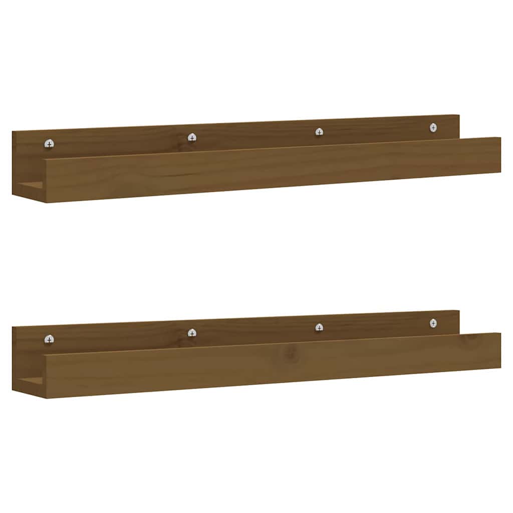 Mensole da Parete 2 pz Ambra 80x12x9cm Legno Massello di Pino