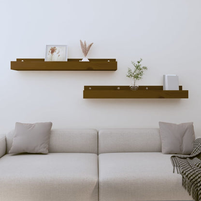 Mensole da Parete 2 pz Ambra 80x12x9cm Legno Massello di Pino | homemem39