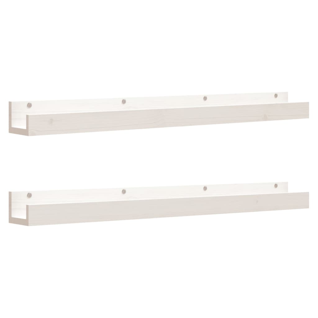 Mensole da Parete 2 pz Bianco 110x12x9cm Legno Massello di Pino | homemem39