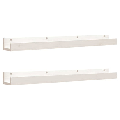 Mensole da Parete 2 pz Bianco 110x12x9cm Legno Massello di Pino | homemem39