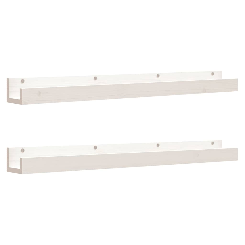 Mensole da Parete 2 pz Bianco 110x12x9cm Legno Massello di Pino