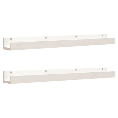 Mensole da Parete 2 pz Bianco 110x12x9cm Legno Massello di Pino
