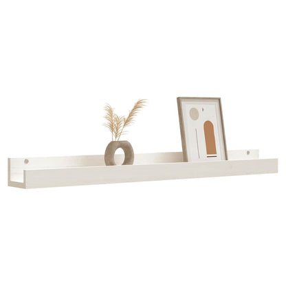 Mensole da Parete 2 pz Bianco 110x12x9cm Legno Massello di Pino