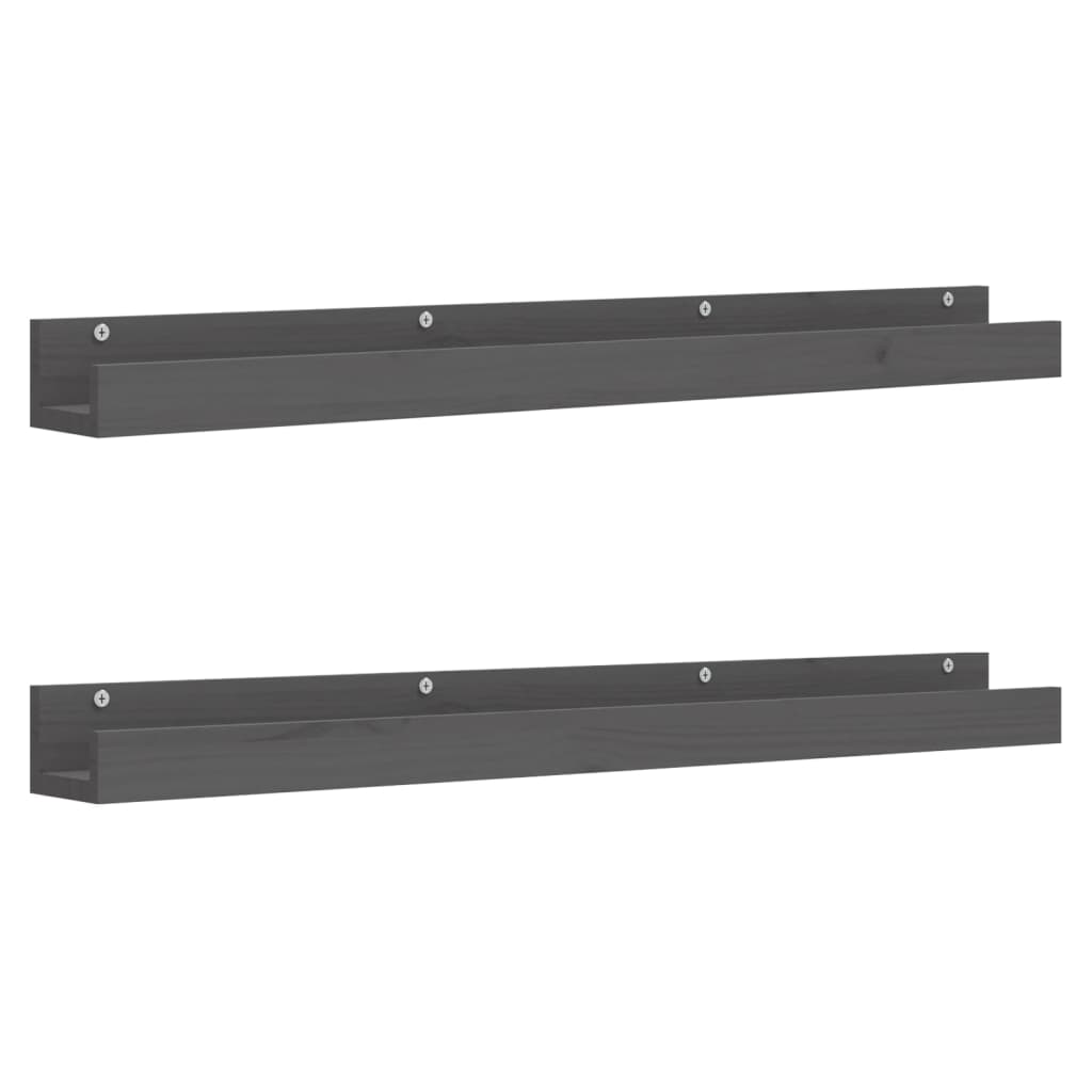 Mensole da Parete 2 pz Grigio 110x12x9cm Legno Massello di Pino | homemem39