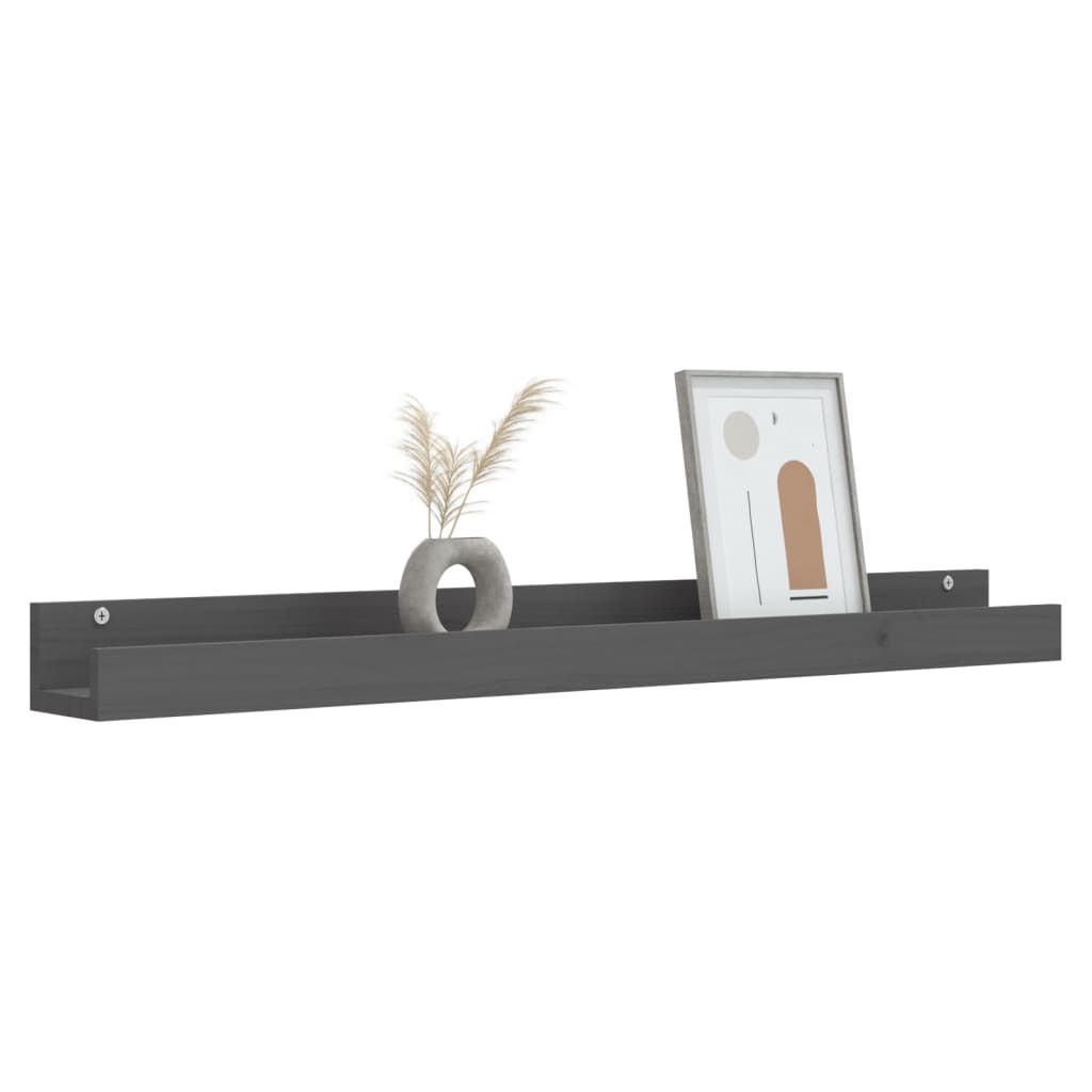 Mensole da Parete 2 pz Grigio 110x12x9cm Legno Massello di Pino | homemem39