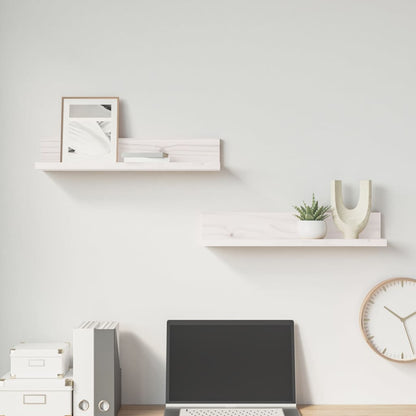 Mensole da Parete 2 pz Bianco 50x11x9cm Legno Massello di Pino | homemem39
