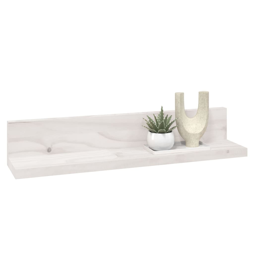 Mensole da Parete 2 pz Bianco 50x11x9cm Legno Massello di Pino | homemem39