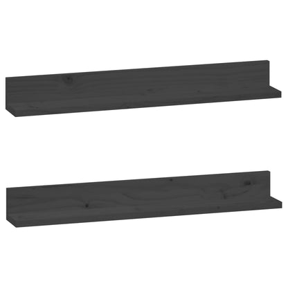 Mensole da Parete 2 pz Grigio 80x11x9cm Legno Massello di Pino | homemem39