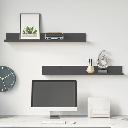 Mensole da Parete 2 pz Grigio 80x11x9cm Legno Massello di Pino | homemem39