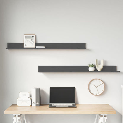 Mensole da Parete 2 pz Grigio 110x11x9cm Legno Massello di Pino | homemem39