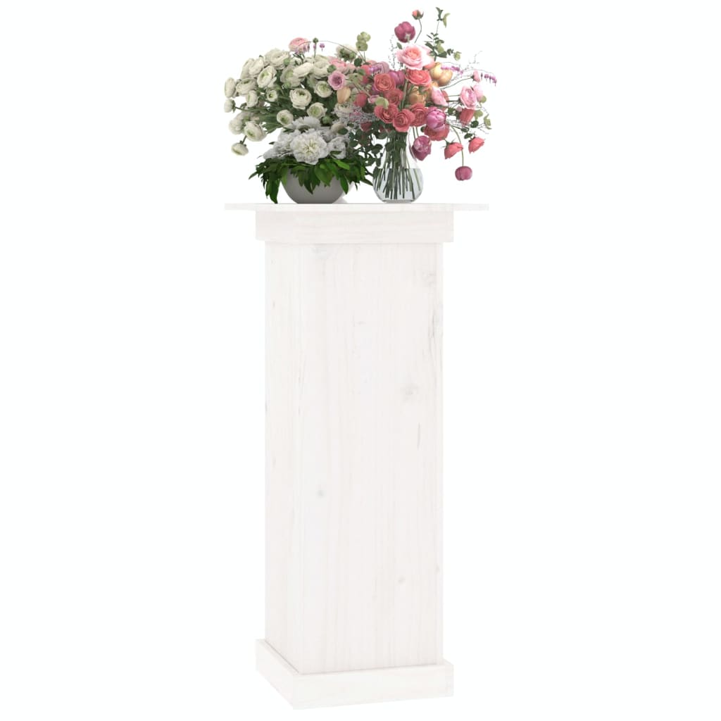 Supporto per Fiori Bianco 40x40x90 cm in Legno Massello di Pino | homemem39