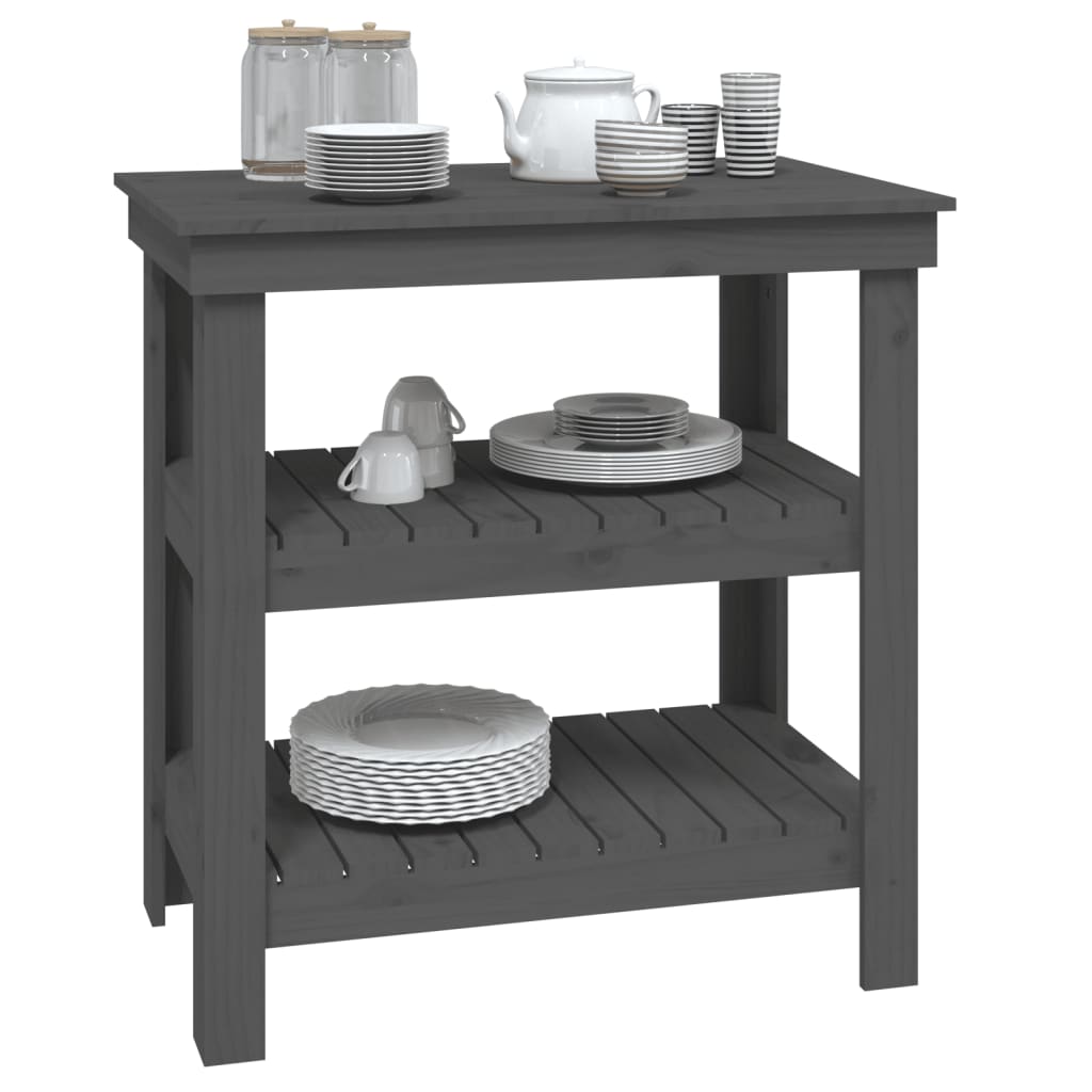 Banco da Lavoro Grigio 78,5x50x80 cm in Legno Massello di Pino | homemem39