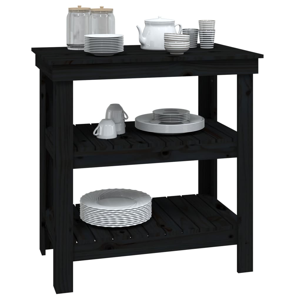 Banco da Lavoro Nero 78,5x50x80 cm in Legno Massello di Pino | homemem39