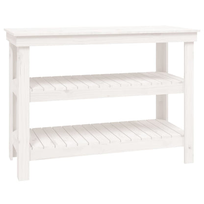 Banco da Lavoro Bianco 110,5x50x80 cm in Legno Massello di Pino | homemem39
