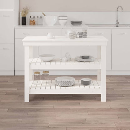 Banco da Lavoro Bianco 110,5x50x80 cm in Legno Massello di Pino | homemem39