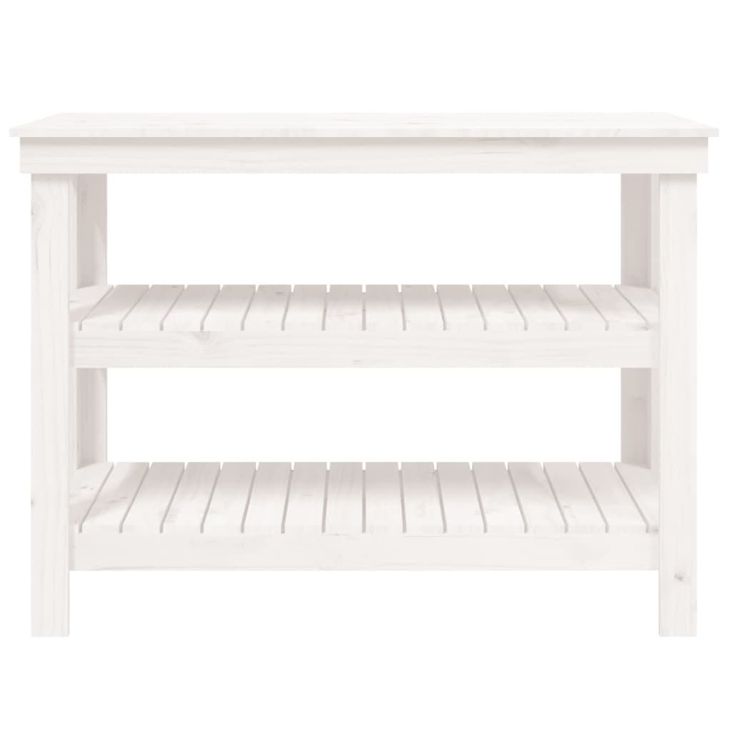 Banco da Lavoro Bianco 110,5x50x80 cm in Legno Massello di Pino | homemem39
