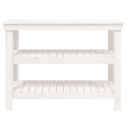 Banco da Lavoro Bianco 110,5x50x80 cm in Legno Massello di Pino | homemem39