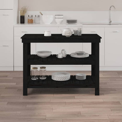 Banco da Lavoro Nero 110,5x50x80 cm in Legno Massello di Pino - homemem39